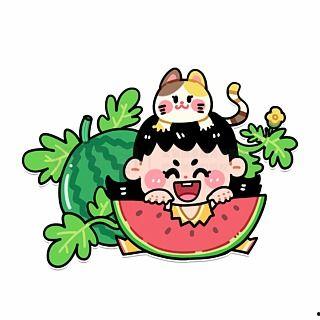 吃瓜 看戏 卡通 图片,卡通世界里的欢乐时光  第2张